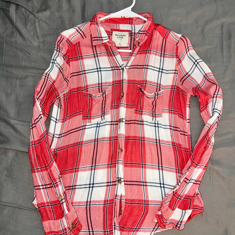 Abercrombie & Fitch Pink and White Plaid Women's Shirt
